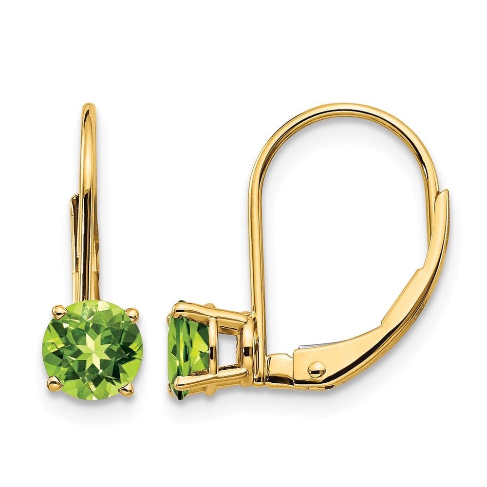 14K Yellow Gold 5mm Round Leverback Earrings, view 5 of 20