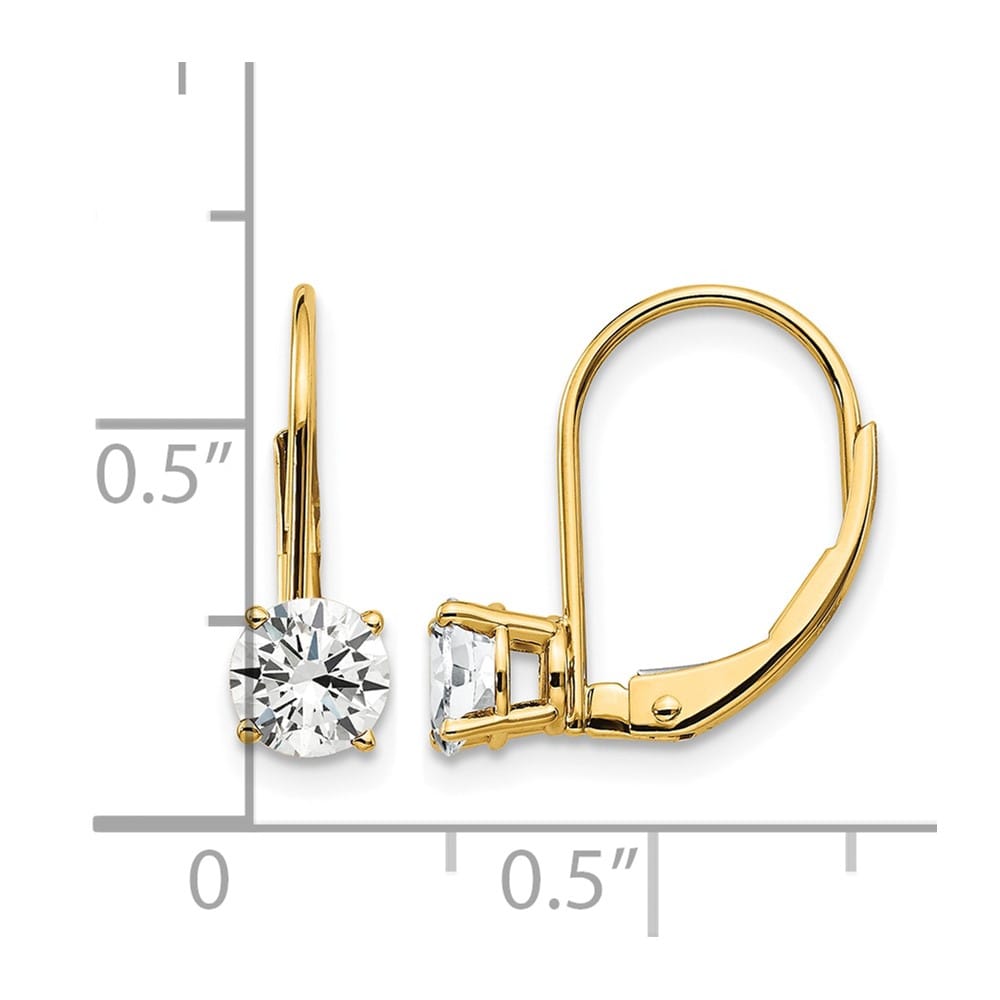 14K Yellow Gold 5mm Round Leverback Earrings, view 4 of 20