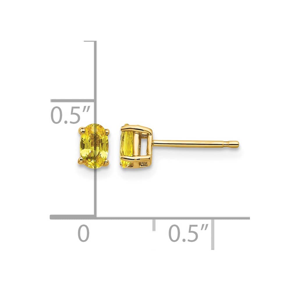 14K Yellow Gold 5x3mm Oval Yellow Sapphire Post Earrings, view 4 of 4