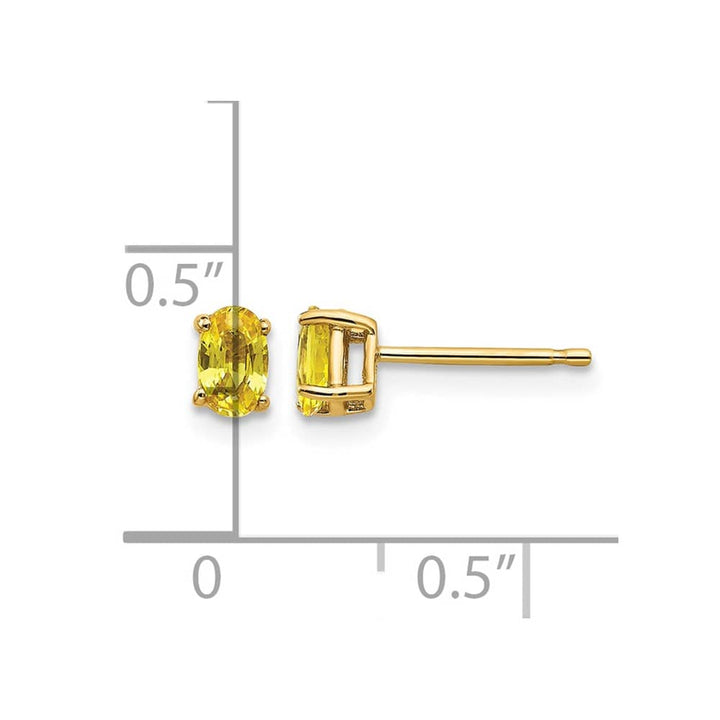 14K Yellow Gold 5x3mm Oval Yellow Sapphire Post Earrings, view 4 of 4