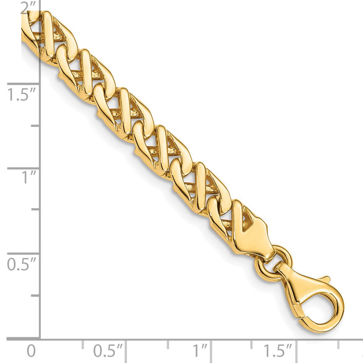 14K Yellow Gold 6.1mm Hand Fancy Link Bracelet 8 Inch