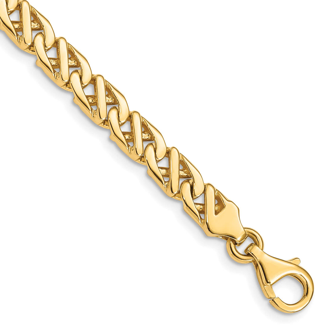 14K Yellow Gold 6.1mm Hand Fancy Link Bracelet 8 Inch