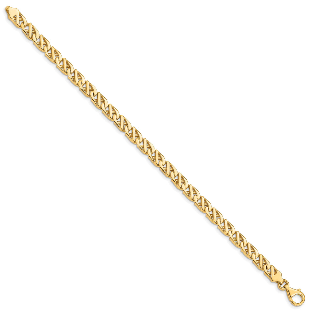 14K Yellow Gold 6.1mm Hand Fancy Link Bracelet 8 Inch