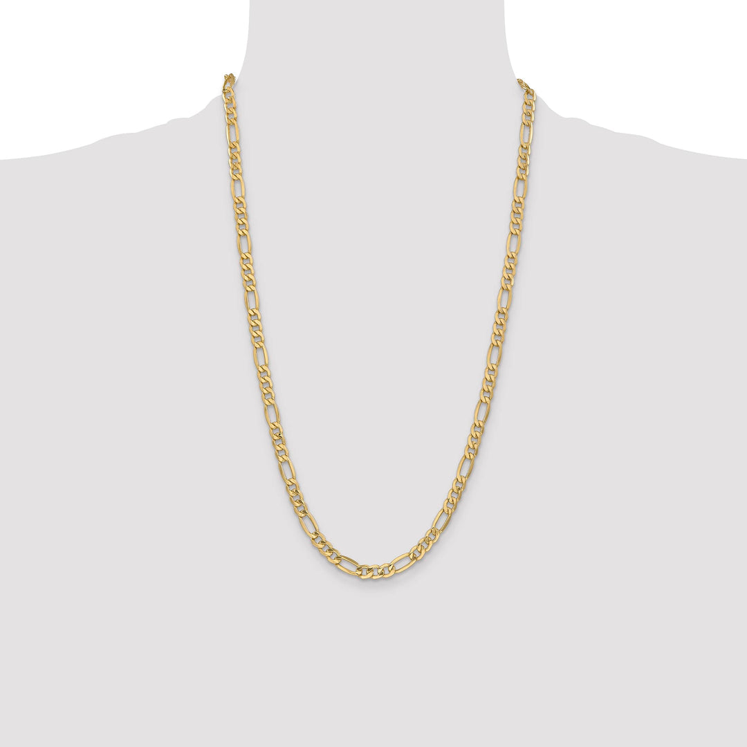 14K Yellow Gold 6.25mm Semi-Solid Figaro Chain 26 Inch