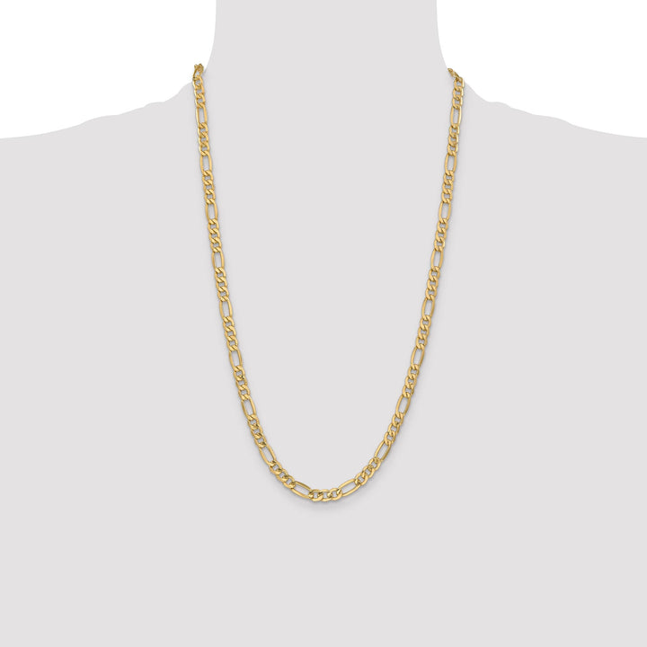 14K Yellow Gold 6.25mm Semi-Solid Figaro Chain 26 Inch