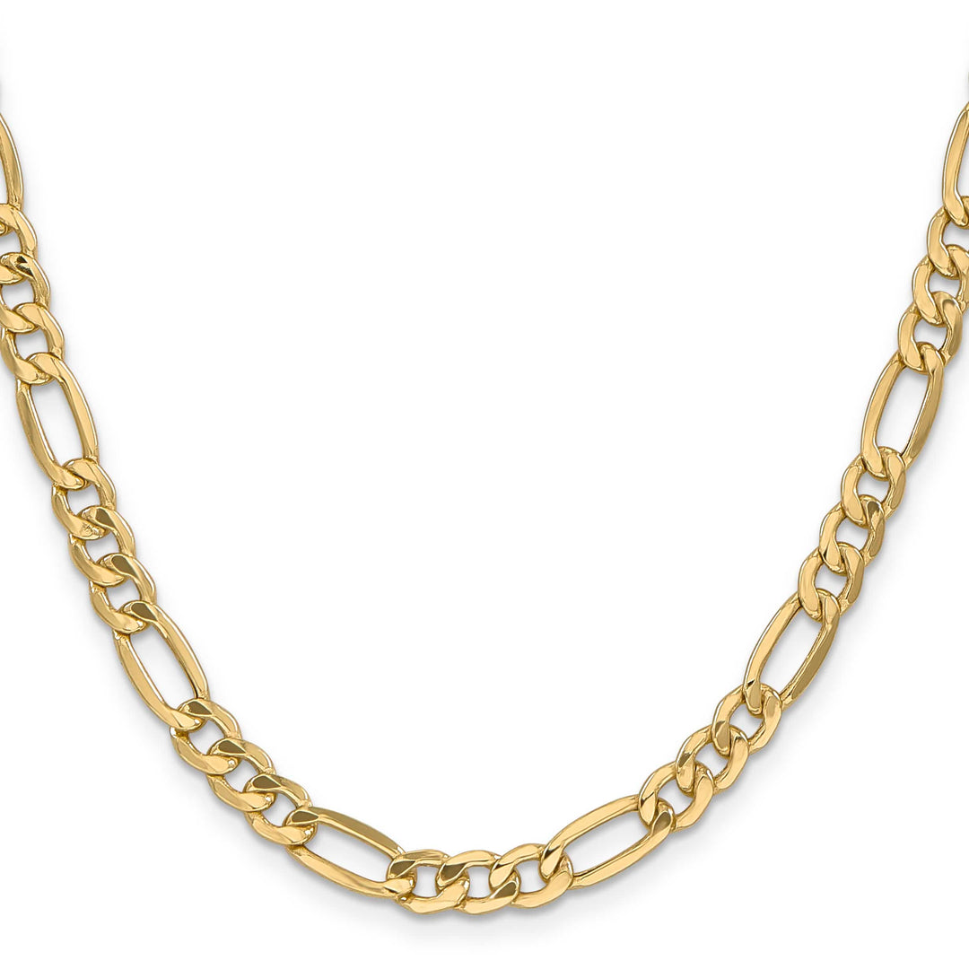 14K Yellow Gold 6.25mm Semi-Solid Figaro Chain 26 Inch