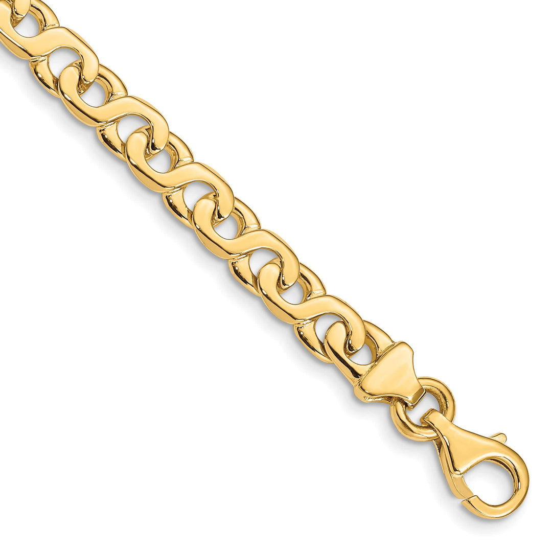 14K Yellow Gold 6.2mm Hand Fancy Link Bracelet 9 Inch