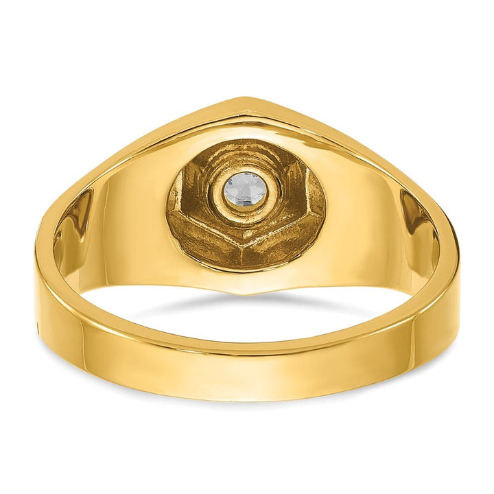 14k Yellow Gold 6.46 g Polished and Satin Diamond Men's Ring