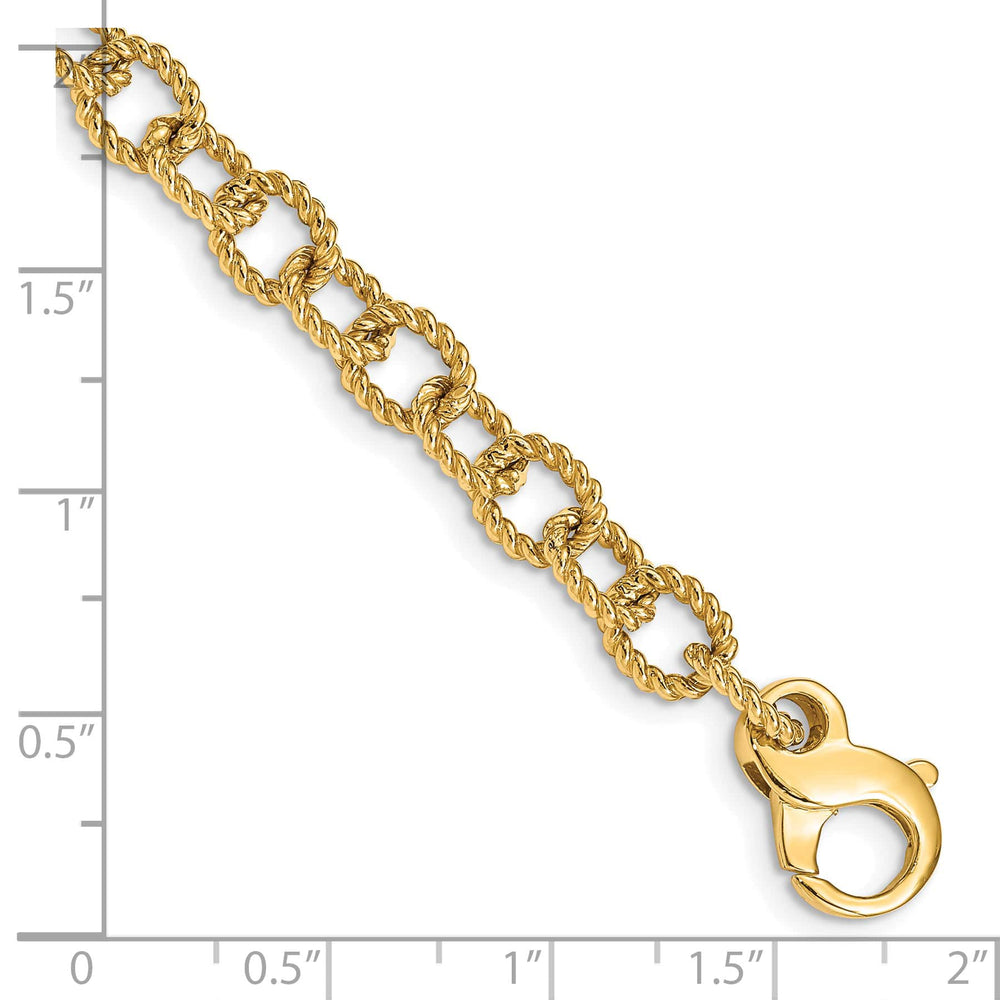 14K Yellow Gold 6.5mm Hand Fancy Rope Link Bracelet