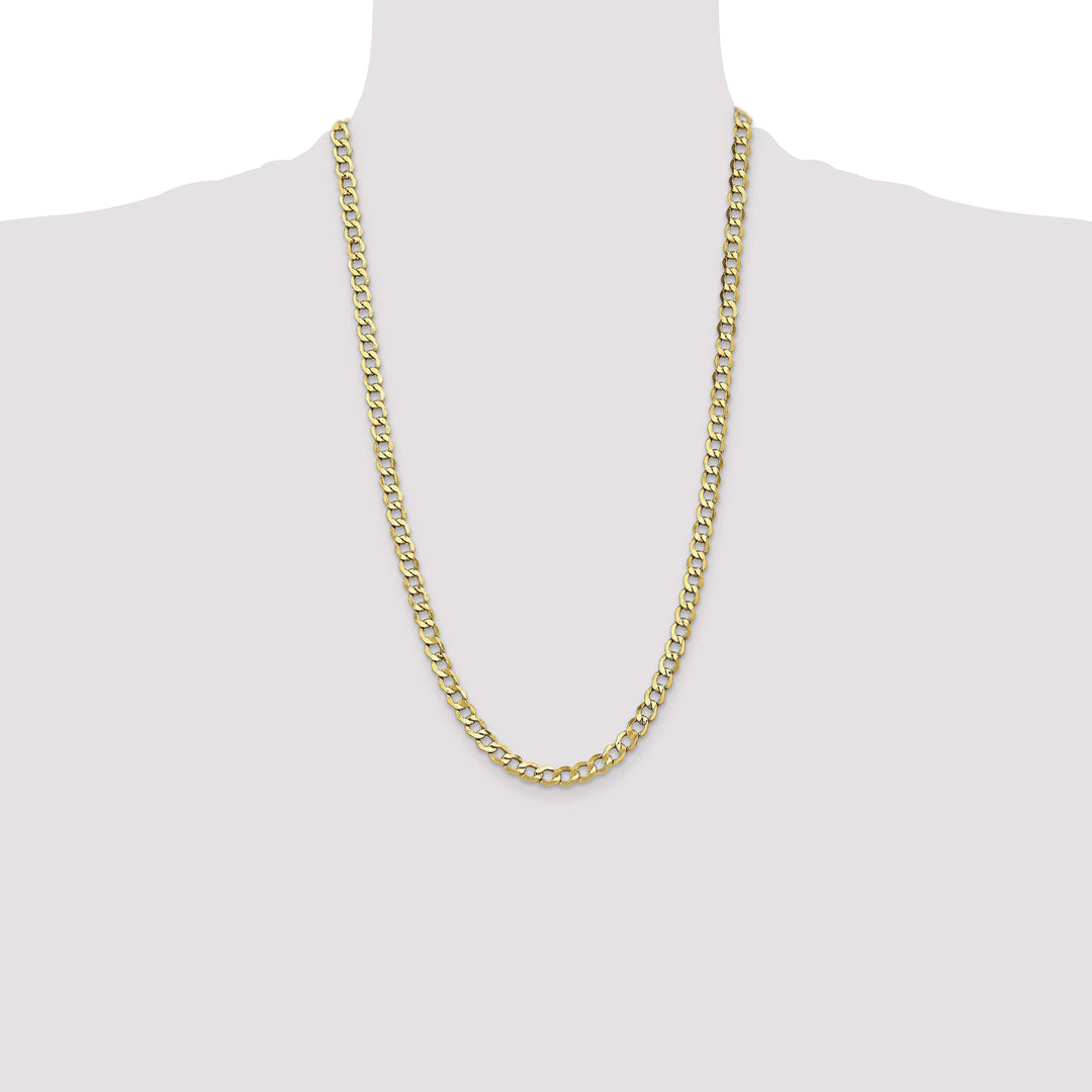 14K Yellow Gold 6.5mm Semi-Solid Curb Chain 26 Inch
