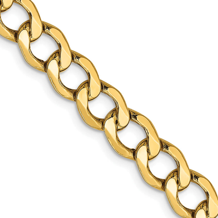 14K Yellow Gold 6.5mm Semi-Solid Curb Chain 26 Inch