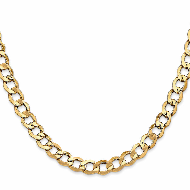 14K Yellow Gold 6.5mm Semi-Solid Curb Chain 26 Inch