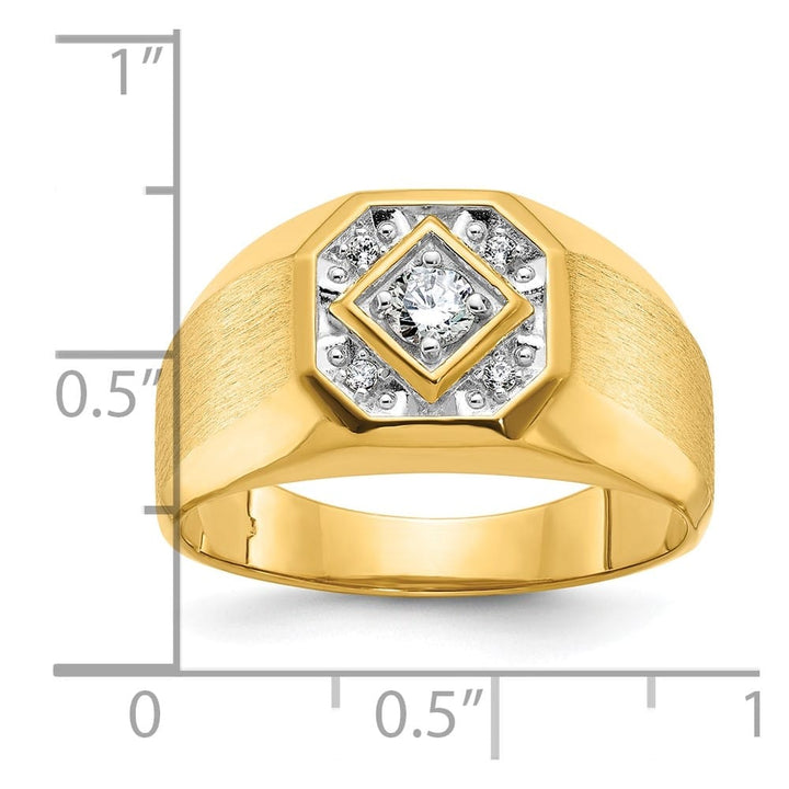14k Yellow Gold 6.65 g Polished and Satin Diamond Men's Ring