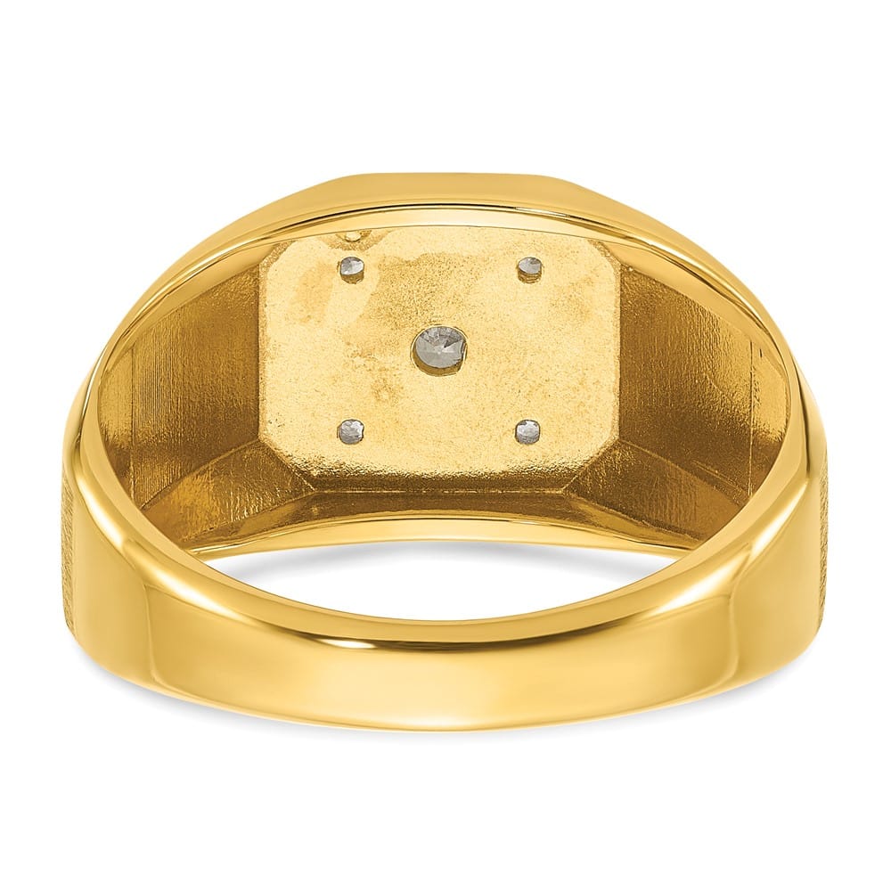 14k Yellow Gold 6.65 g Polished and Satin Diamond Men's Ring