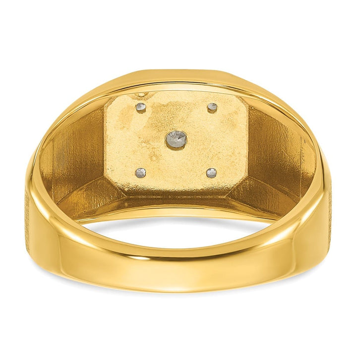 14k Yellow Gold 6.65 g Polished and Satin Diamond Men's Ring