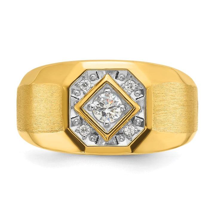 14k Yellow Gold 6.65 g Polished and Satin Diamond Men's Ring