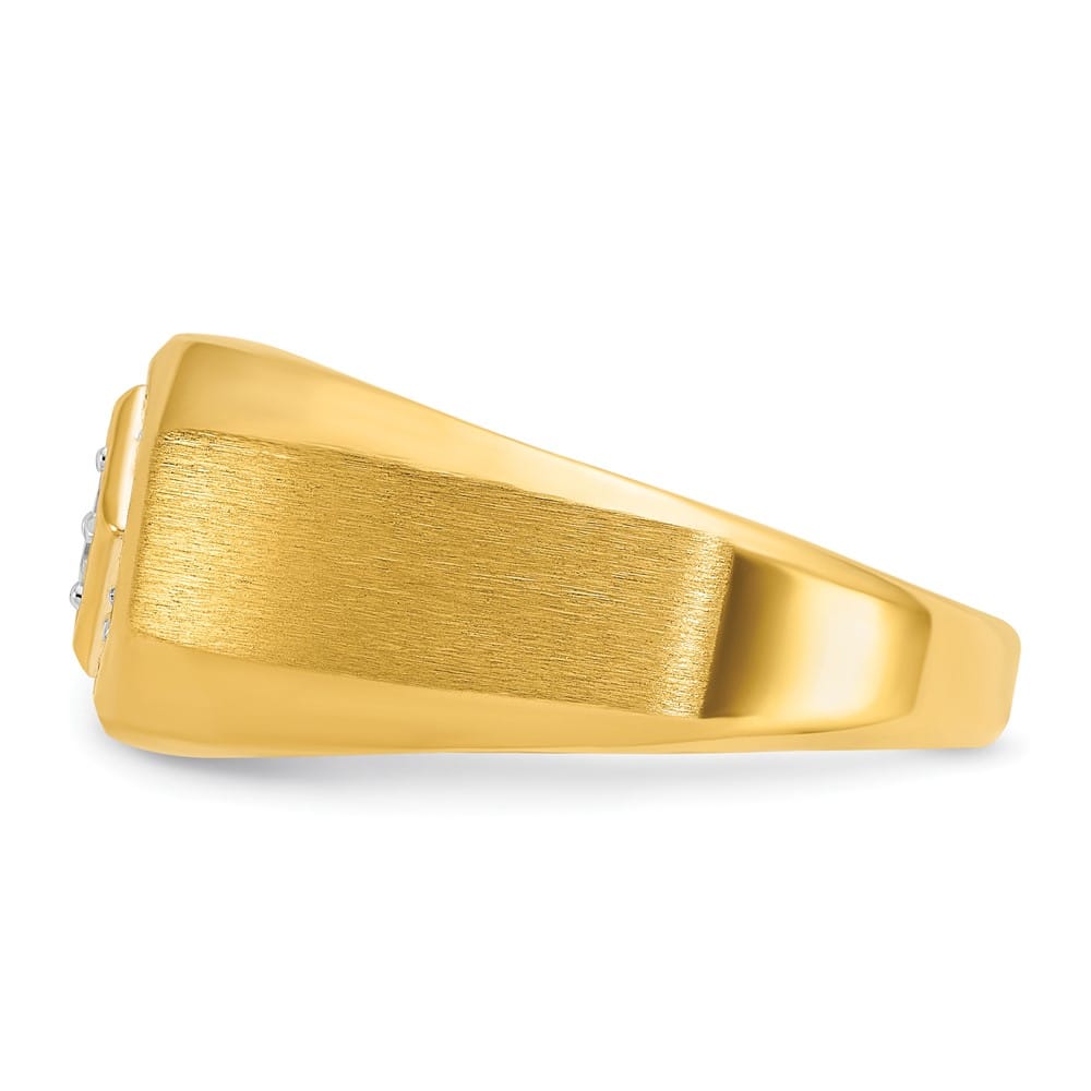 14k Yellow Gold 6.65 g Polished and Satin Diamond Men's Ring