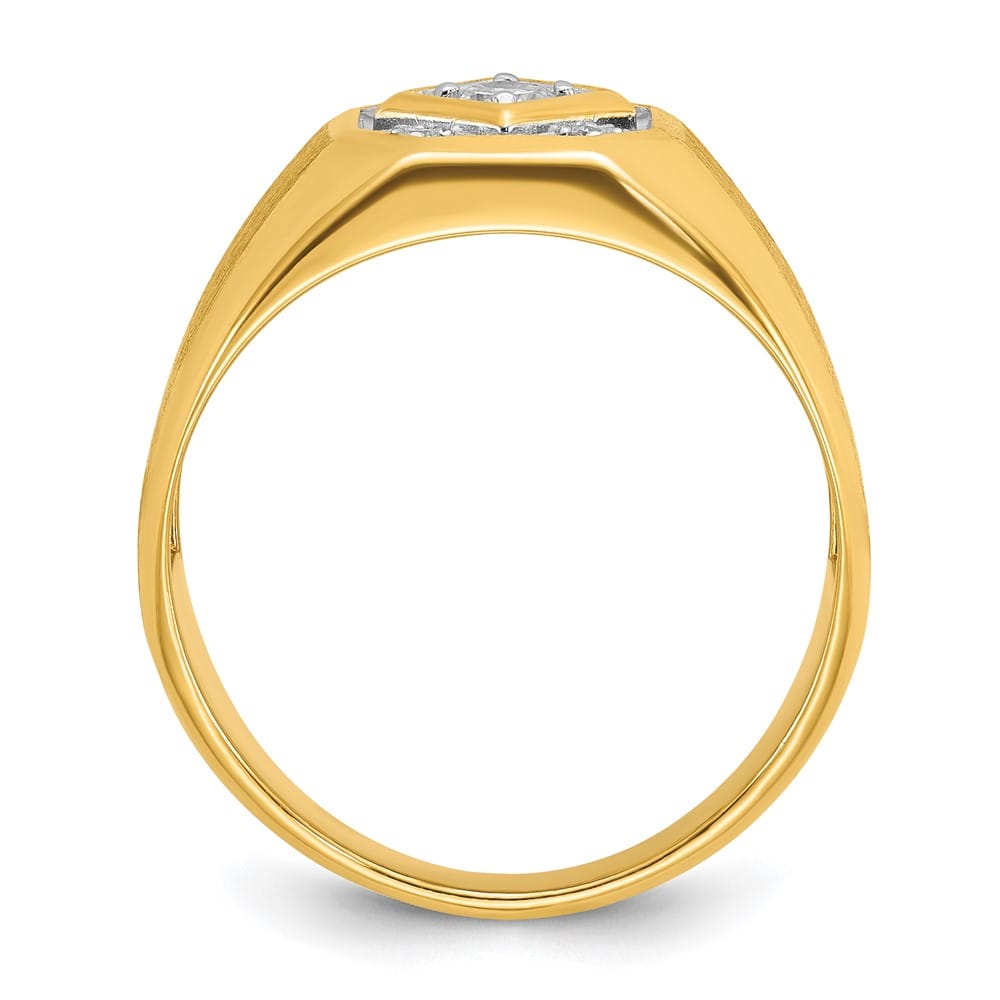 14k Yellow Gold 6.65 g Polished and Satin Diamond Men's Ring