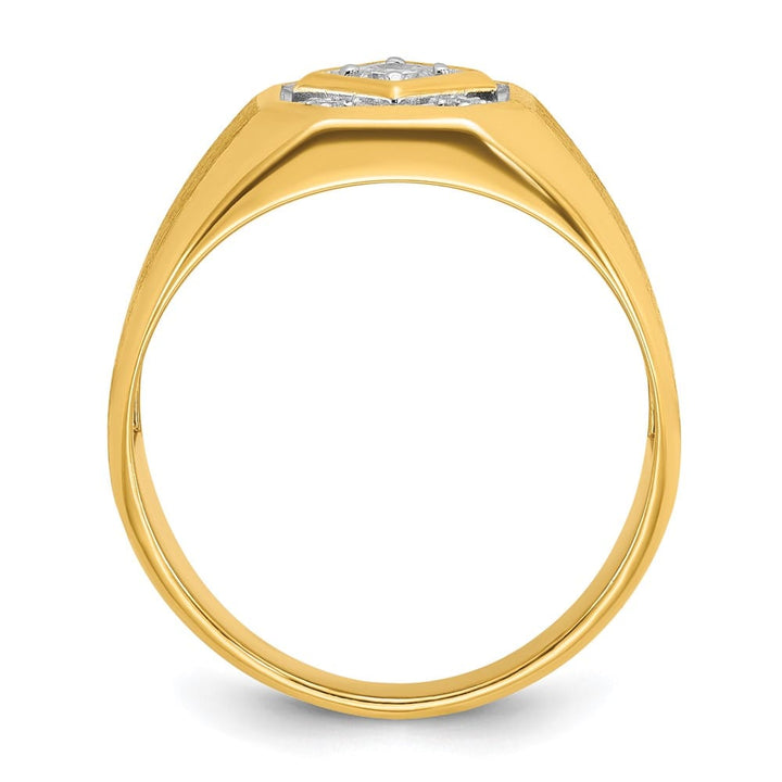 14k Yellow Gold 6.65 g Polished and Satin Diamond Men's Ring