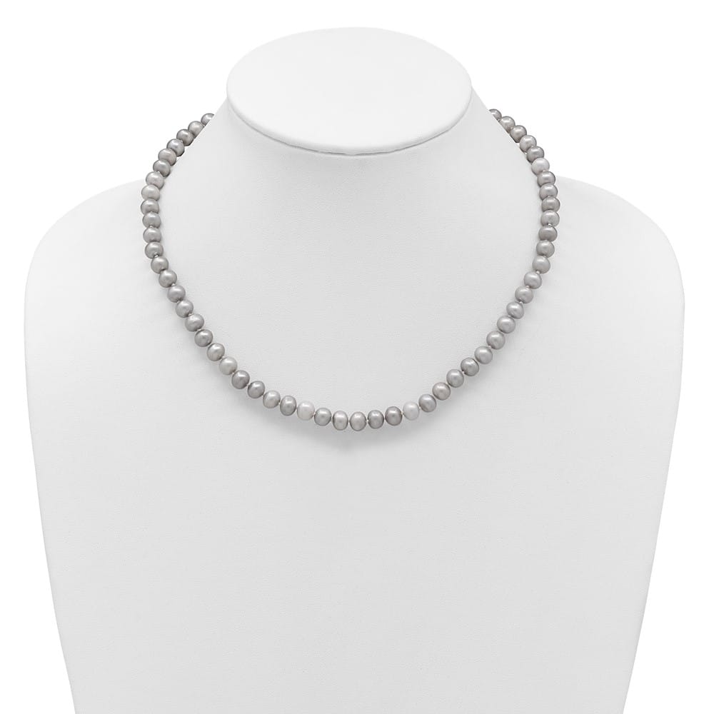 14K Yellow Gold 6-7mm Gray Near Round Cultured Pearl 16 inch Necklace