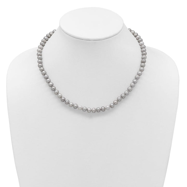 14K Yellow Gold 6-7mm Gray Near Round Cultured Pearl 16 inch Necklace