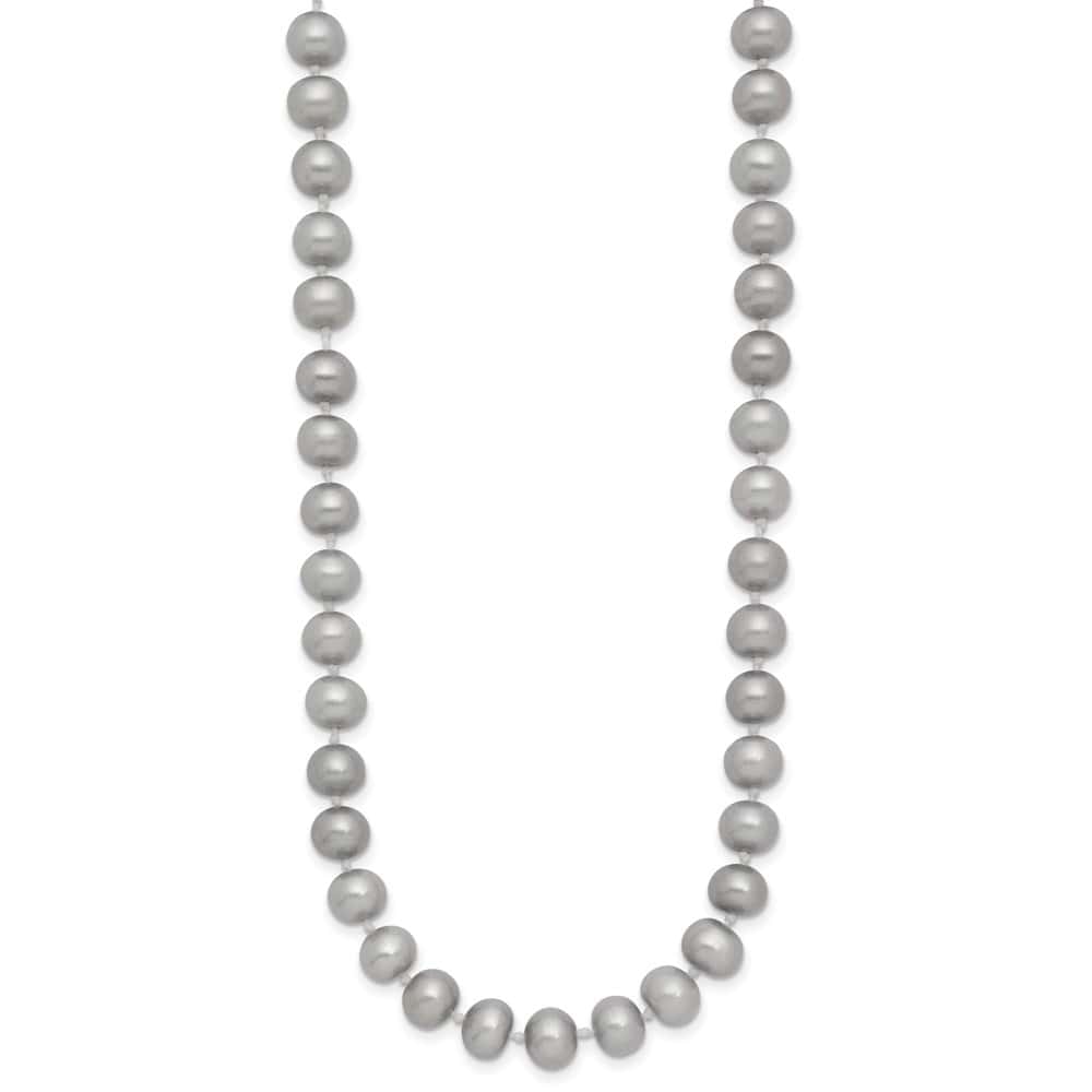 14K Yellow Gold 6-7mm Gray Near Round Cultured Pearl 16 inch Necklace