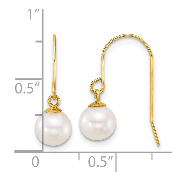 14K Yellow Gold 6-7mm Round White Freshwater Culture Pearl Earrings