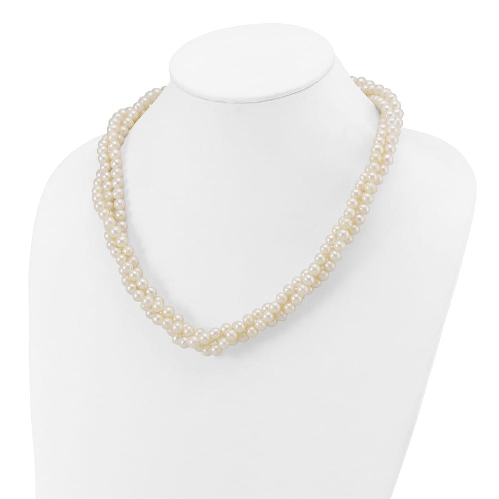14K Yellow Gold 6-7mm White Cultured Pearl 3-Strand 21 inch Necklace