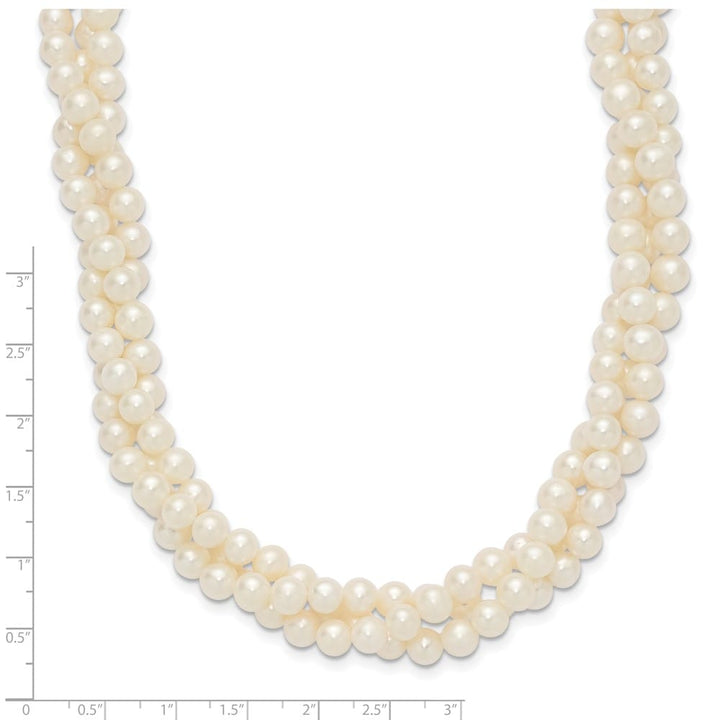 14K Yellow Gold 6-7mm White Cultured Pearl 3-Strand 21 inch Necklace