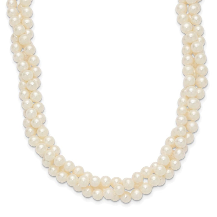 14K Yellow Gold 6-7mm White Cultured Pearl 3-Strand 21 inch Necklace