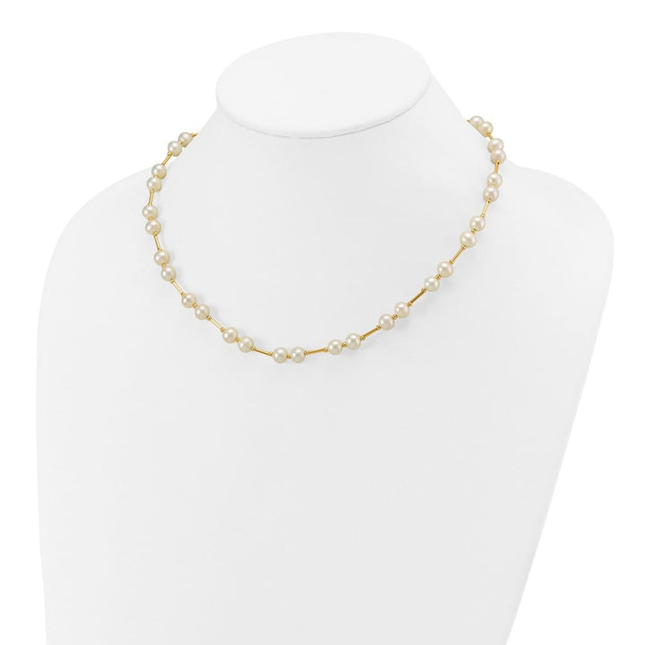 14K Yellow Gold 6-7mm White Near-Round Cultured Pearl 18 inch Necklace