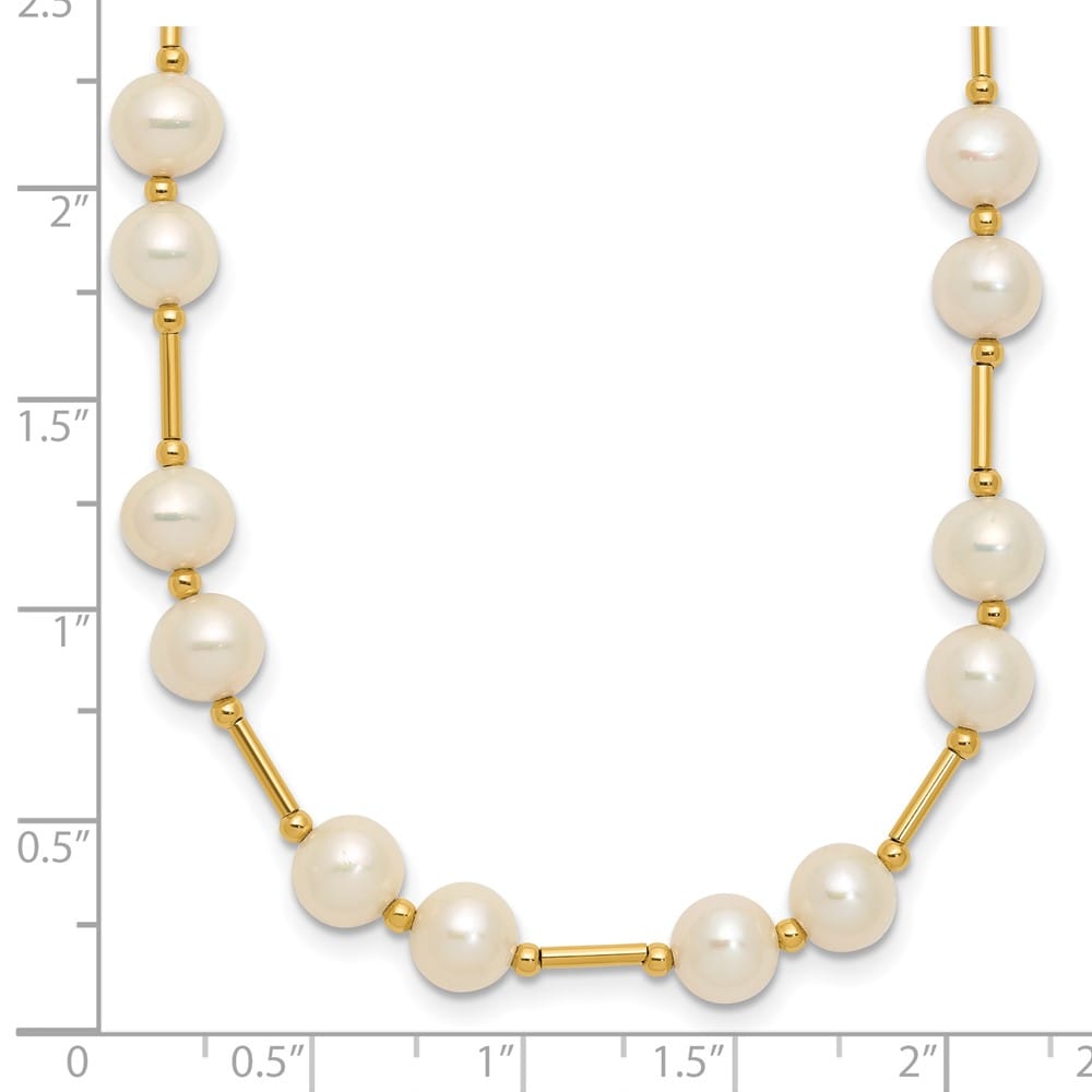 14K Yellow Gold 6-7mm White Near-Round Cultured Pearl 18 inch Necklace