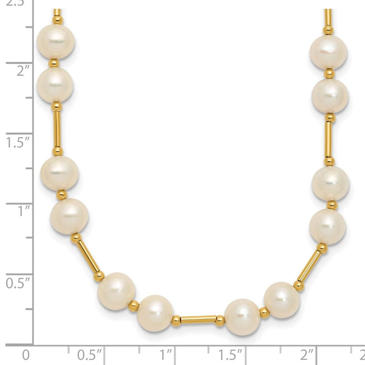 14K Yellow Gold 6-7mm White Near-Round Cultured Pearl 18 inch Necklace