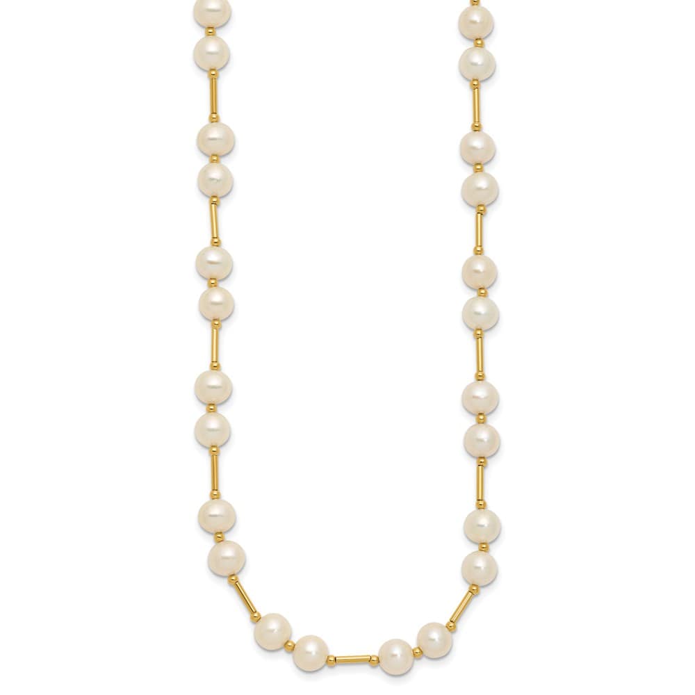 14K Yellow Gold 6-7mm White Near-Round Cultured Pearl 18 inch Necklace