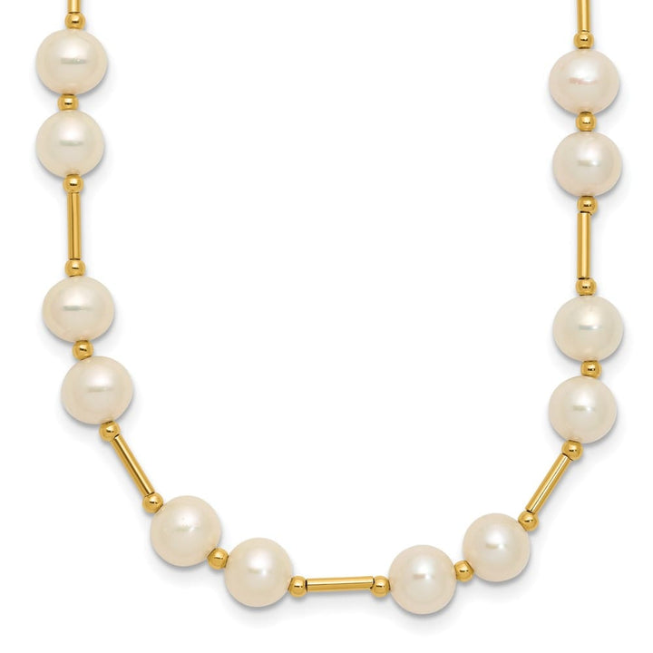 14K Yellow Gold 6-7mm White Near-Round Cultured Pearl 18 inch Necklace
