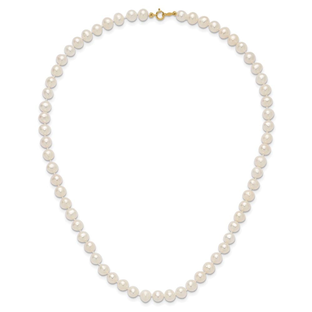 14K Yellow Gold 6-7mm White Semi-Round Cultured Pearl 16 inch Necklace