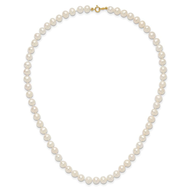 14K Yellow Gold 6-7mm White Semi-Round Cultured Pearl 16 inch Necklace