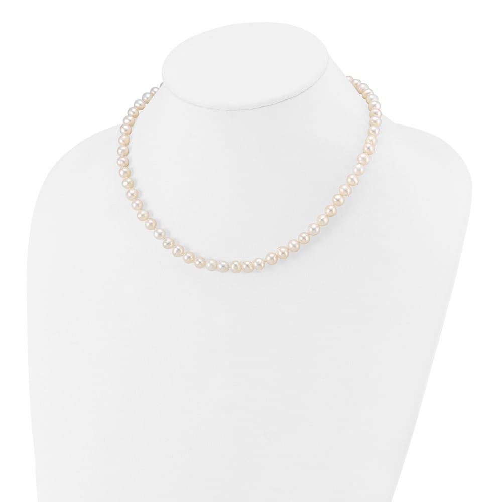 14K Yellow Gold 6-7mm White Semi-Round Cultured Pearl 16 inch Necklace