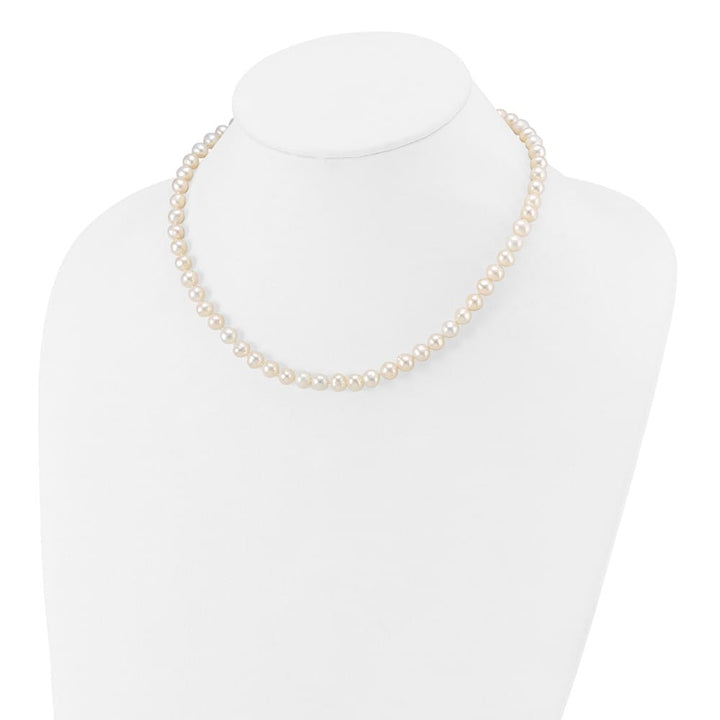 14K Yellow Gold 6-7mm White Semi-Round Cultured Pearl 16 inch Necklace