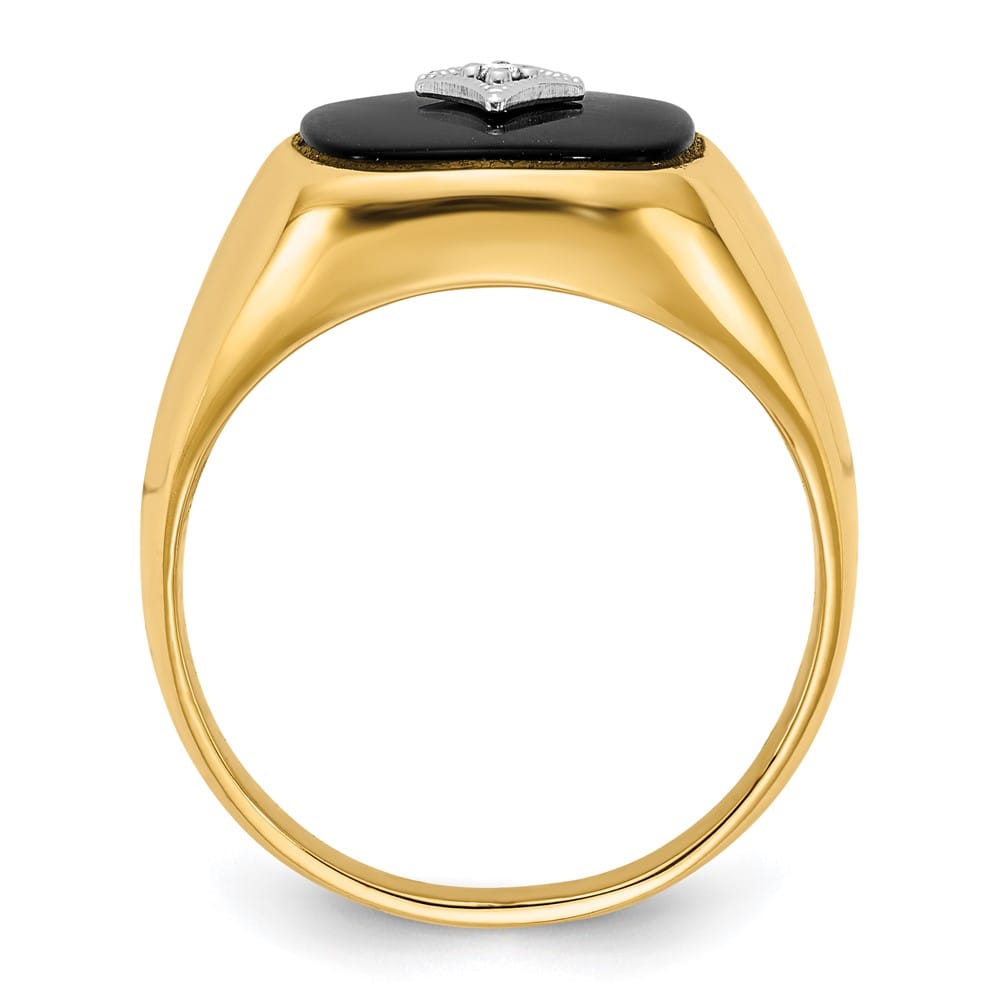 14k Yellow Gold 6.88 g Cushion Onyx and SI2/SI3 Diamond Men's Ring