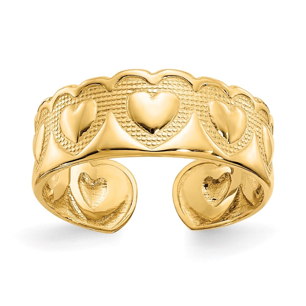 14k Yellow Gold 6 mm Heart Toe Ring
