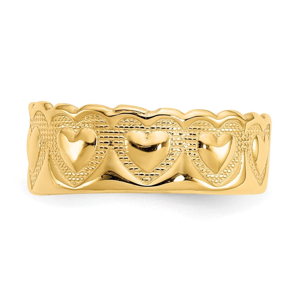 14k Yellow Gold 6 mm Heart Toe Ring