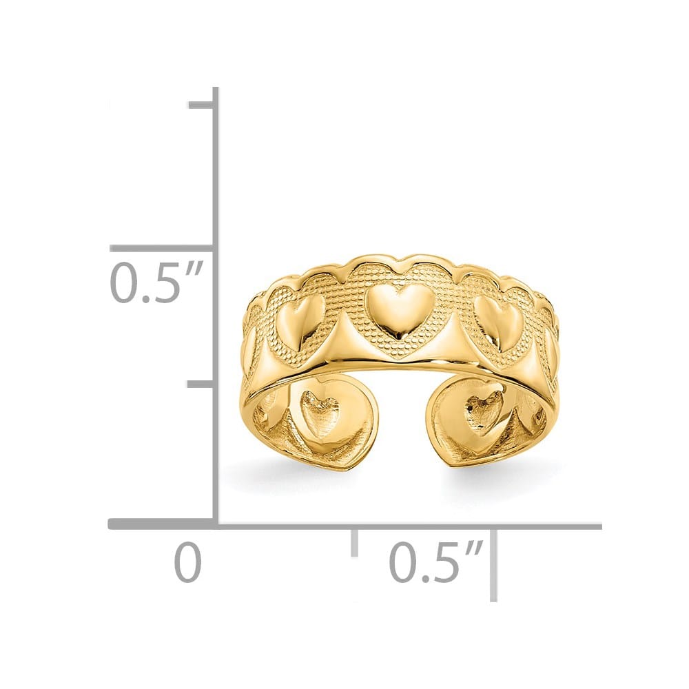 14k Yellow Gold 6 mm Heart Toe Ring