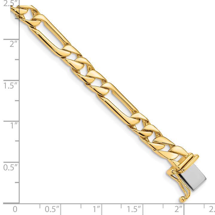 14K Yellow Gold 6mm Hand Figaro Link with Box Catch Clasp Bracelet