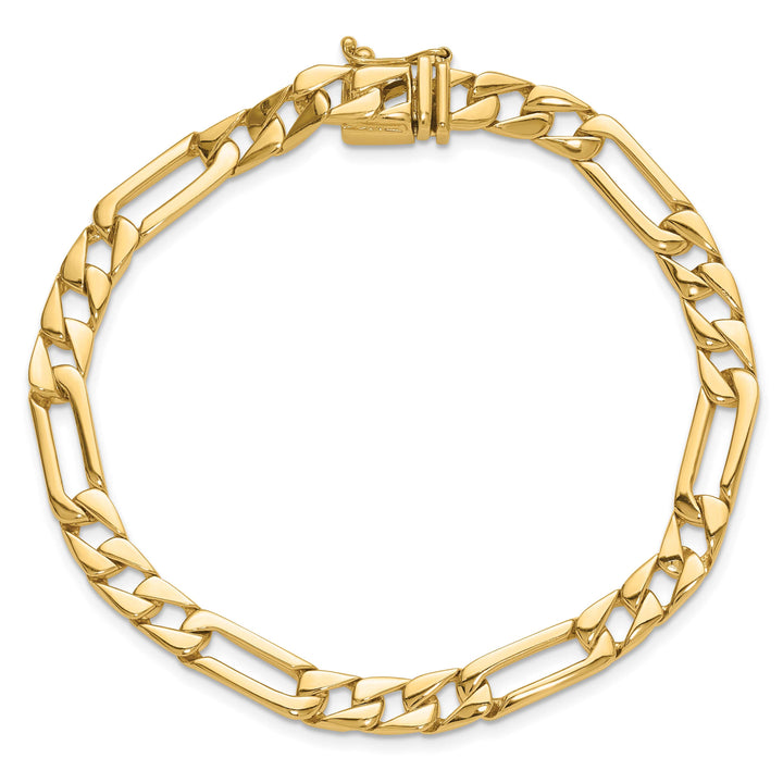 14K Yellow Gold 6mm Hand Figaro Link with Box Catch Clasp Bracelet