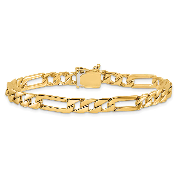 14K Yellow Gold 6mm Hand Figaro Link with Box Catch Clasp Bracelet