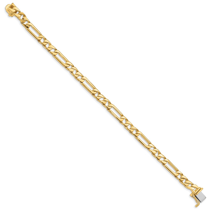 14K Yellow Gold 6mm Hand Figaro Link with Box Catch Clasp Bracelet