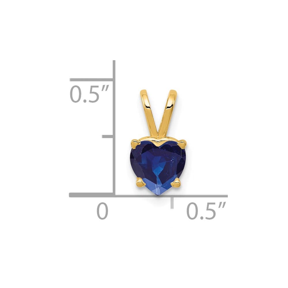 14K Yellow Gold 6mm Heart Sapphire Pendant