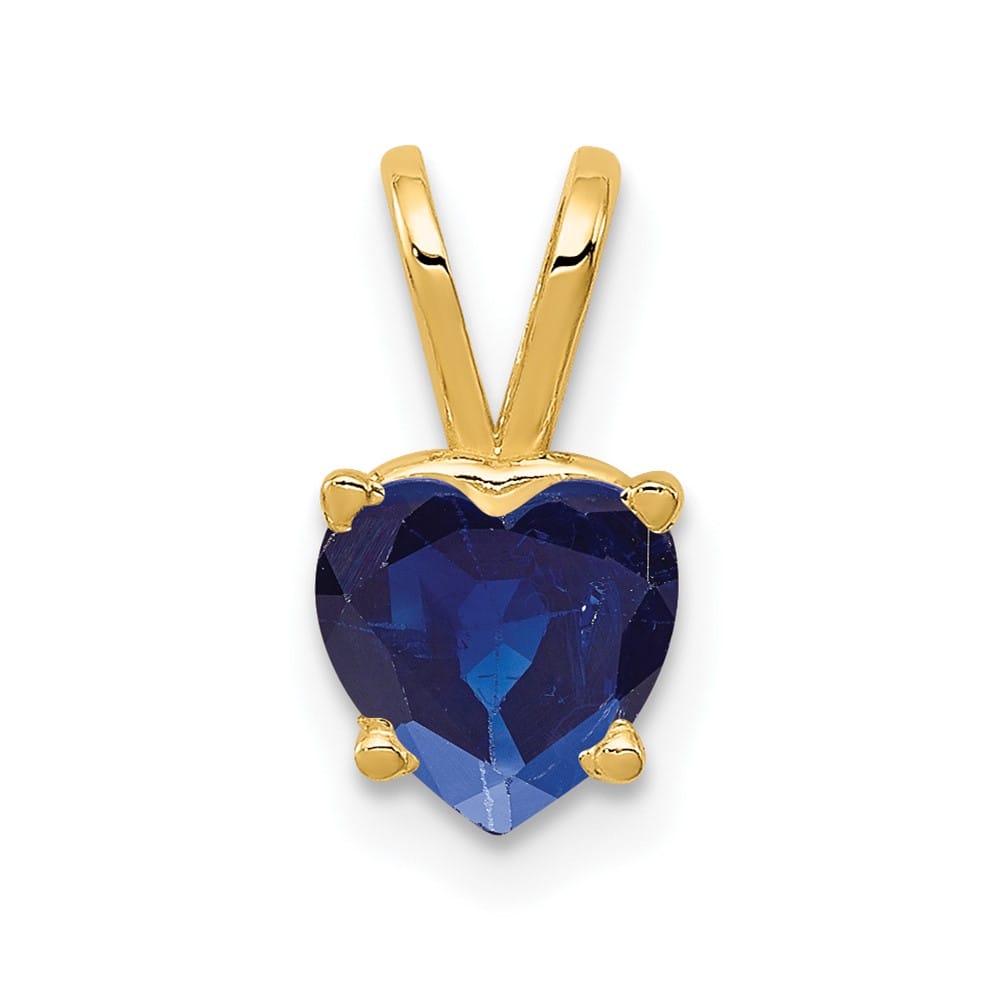 14K Yellow Gold 6mm Heart Sapphire Pendant