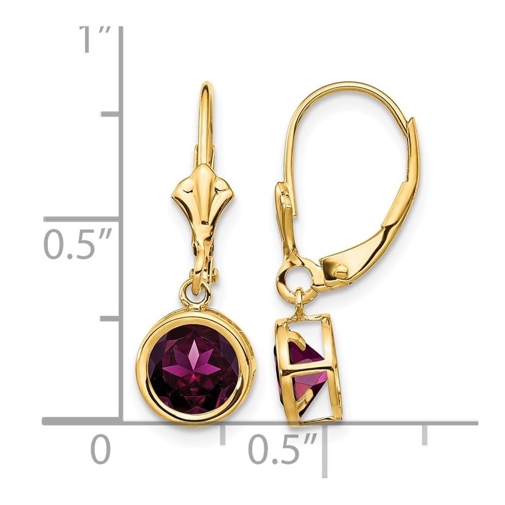14K Yellow Gold 6mm Round Bezel Leverback Dangle Earrings, view 16 of 24